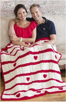 Crocheted Blanket with Hearts